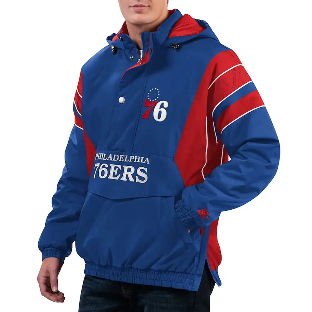 Home Team Philadelphia 76ers Royal Half-Zip Hoodie Jacket Home Team Philadelphia 76ers Royal Half-Zip Hoodie Jacket