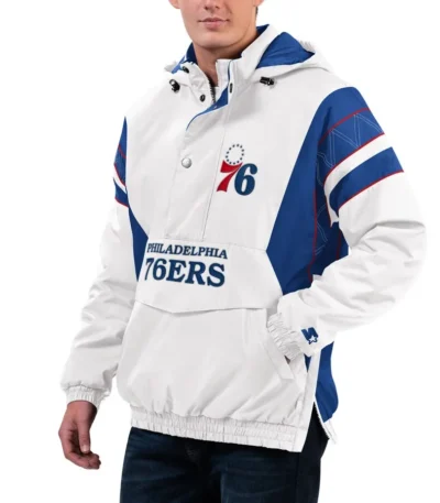 Home Team Philadelphia 76ers White Half-Zip Jacket