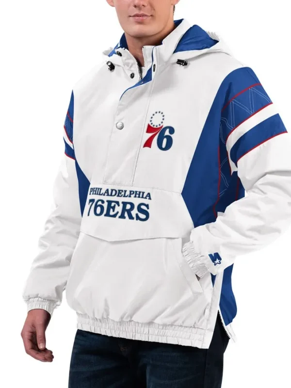 Home Team Philadelphia 76ers White Half-Zip Jacket