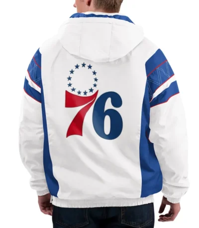 Home Team Philadelphia 76ers White Half-Zip Jacket