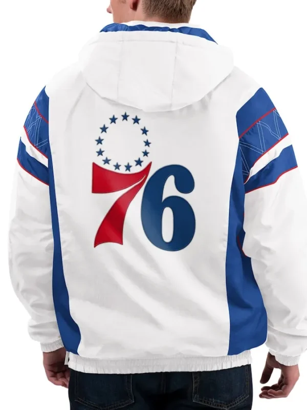 Home Team Philadelphia 76ers White Half-Zip Jacket