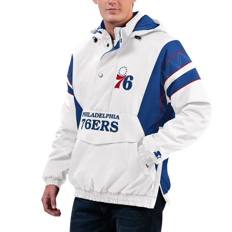 Home Team Philadelphia 76ers White Half-Zip Jacket Home Team Philadelphia 76ers White Half-Zip Jacket