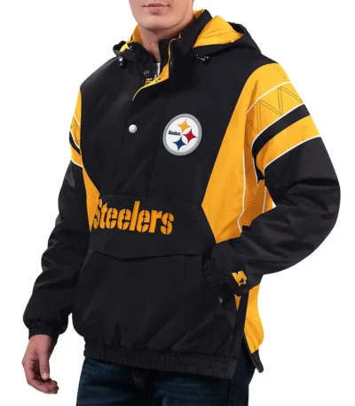 Home Team Pittsburgh Steelers Black Half-Zip Hoodie Jacket