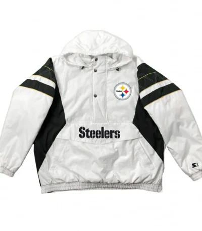 Home Team Pittsburgh Steelers White Half-Zip Jacket