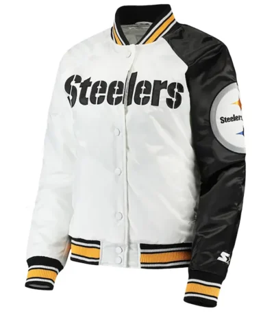 Hometown Pittsburgh Steelers White-Black Satin Jacket