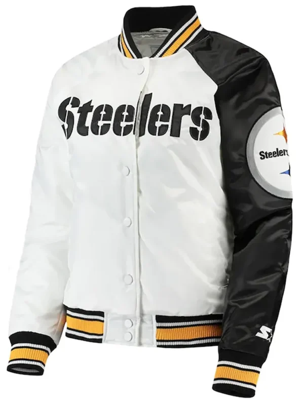 Hometown Pittsburgh Steelers White-Black Satin Jacket