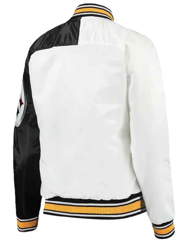 Hometown Pittsburgh Steelers White-Black Satin Jacket
