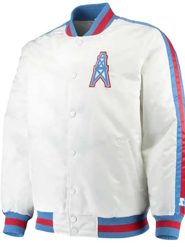 Houston Oilers Throwback D-Line Varsity Satin Jacket