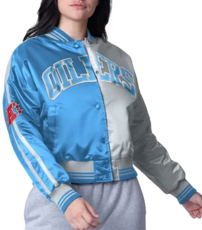 Houston Oilers Zone Blitz Light Blue-Silver Jacket