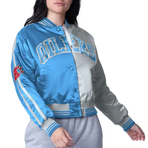 Houston Oilers Zone Blitz Light Blue-Silver Jacket