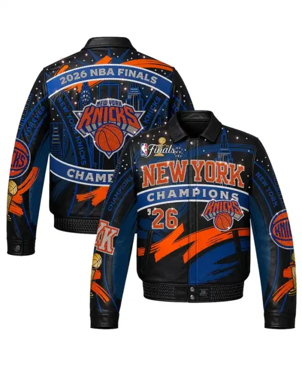 JH Design New York Knicks 2026 Champions Leather Jacket