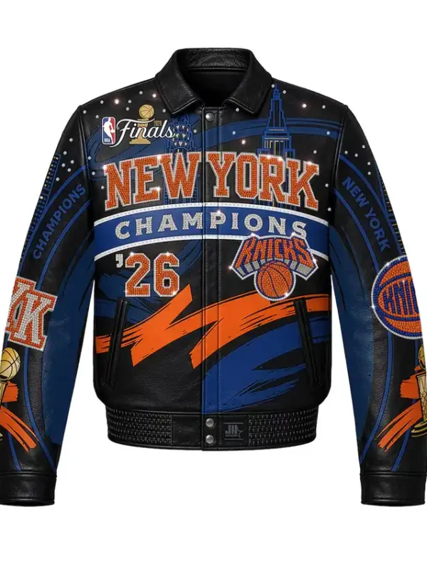 JH Design New York Knicks 2026 Champions Leather Jacket