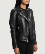 Kelly Studded Black Leather Biker Jacket
