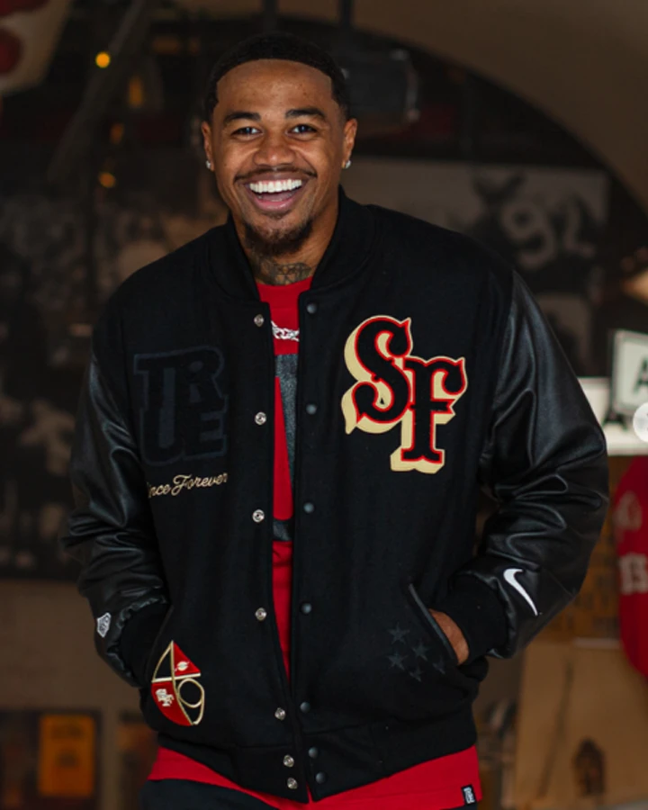 Kendrick Bourne 49ers Varsity Jacket Kendrick Bourne 49ers Varsity Jacket
