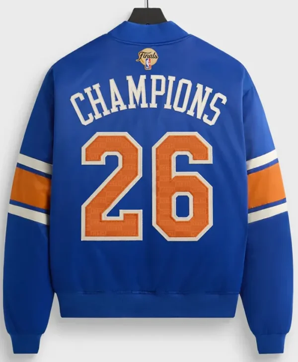 Kith x New York Knicks 26 Champions Blue Satin Jacket