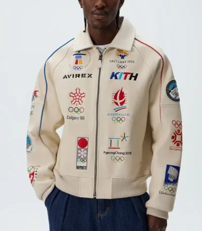Kith x AVIREX Olympics Heritage Leather Bomber Jacket