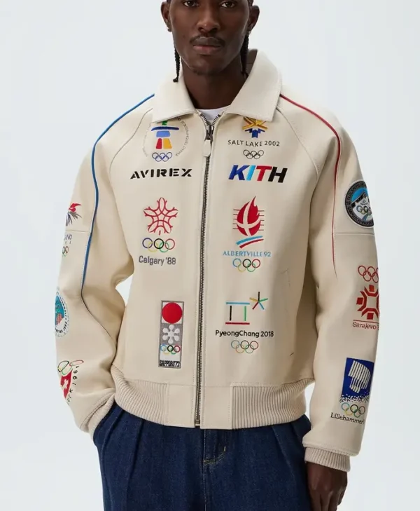 Kith x AVIREX Olympics Heritage Leather Bomber Jacket