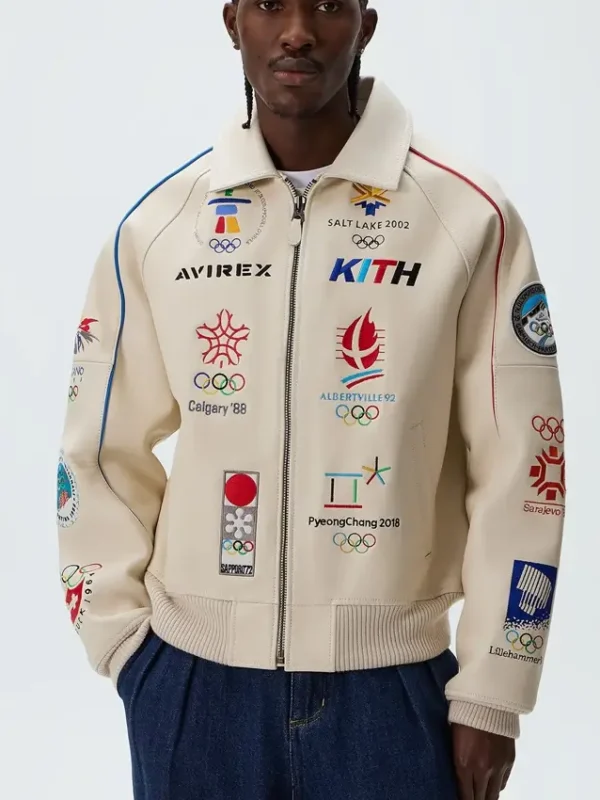 Kith x AVIREX Olympics Heritage Leather Bomber Jacket