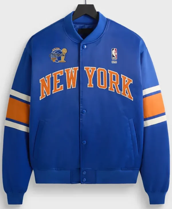 Kith x New York Knicks 26 Champions Blue Satin Jacket