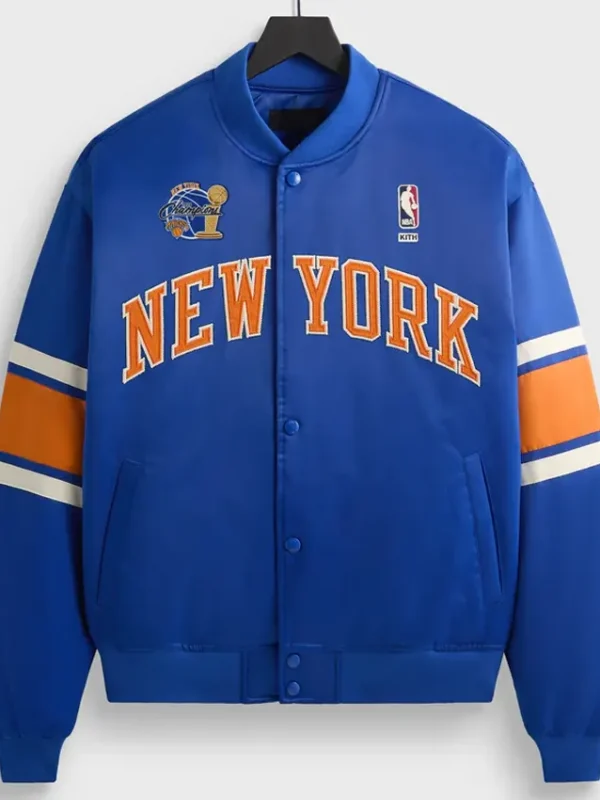 Kith x New York Knicks 26 Champions Blue Satin Jacket