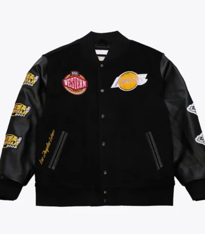 LA Lakers Black Out Vintage Logo Varsity Jacket