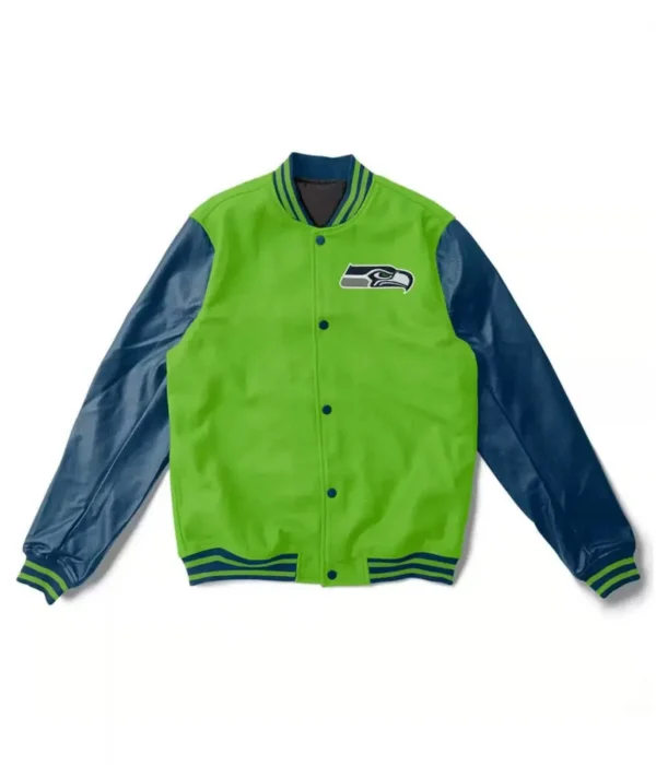 Letterman Seattle Seahawks Light Green and Blue Jacket