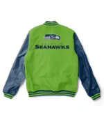 Letterman Seattle Seahawks Light Green and Blue Jacket