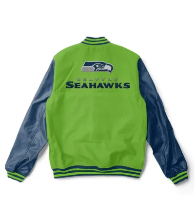 Letterman Seattle Seahawks Light Green and Blue Jacket