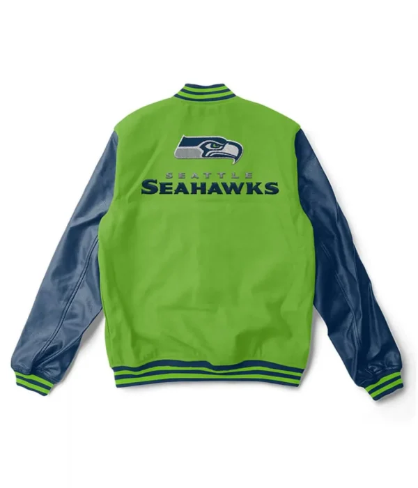 Letterman Seattle Seahawks Light Green and Blue Jacket