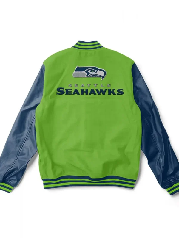 Letterman Seattle Seahawks Light Green and Blue Jacket
