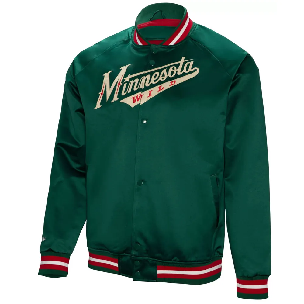Lightweight Minnesota Wild Green Satin Jacket Lightweight Minnesota Wild Green Satin Jacket
