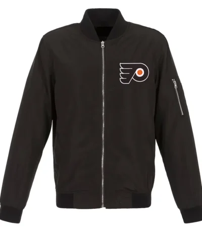 Lightweight Philadelphia Flyers Nylon Bomber Black Jacket