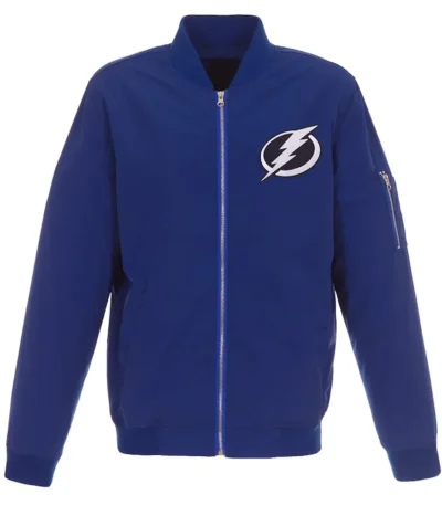 Lightweight Tampa Bay Lightning Blue Nylon Bomber Jacket