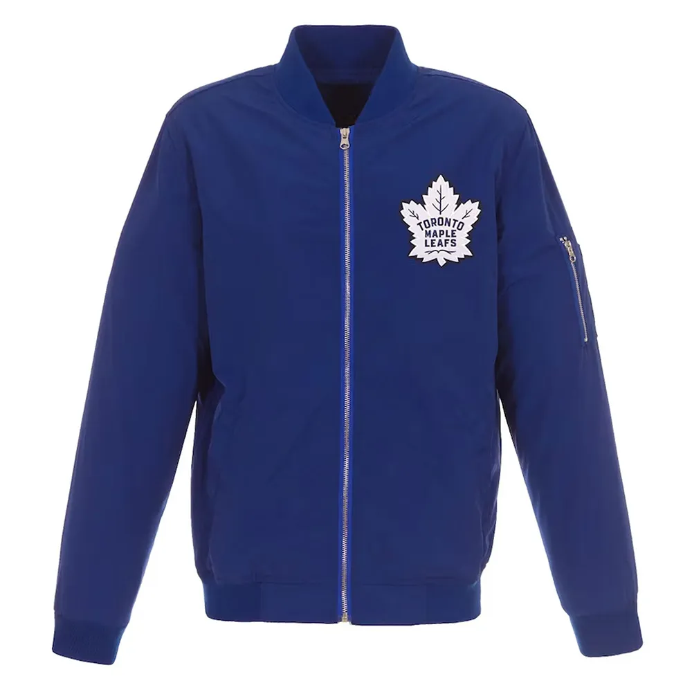 Lightweight Toronto Maple Leafs Nylon Royal Bomber Jacket Lightweight Toronto Maple Leafs Nylon Royal Bomber Jacket