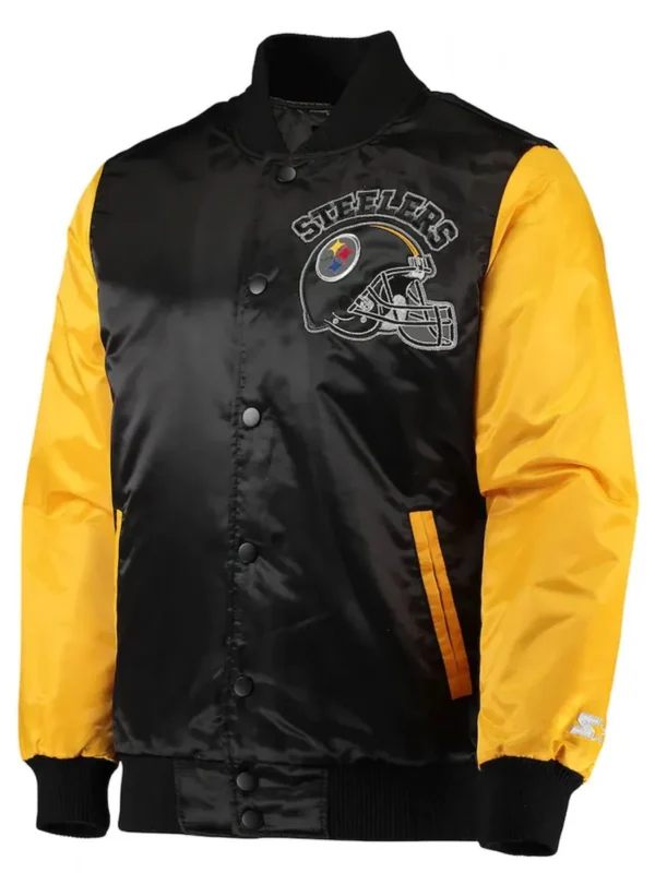 Locker Room Pittsburgh Steelers Throwback Satin Black and Yellow Jacket