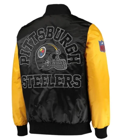 Locker Room Pittsburgh Steelers Throwback Satin Black and Yellow Jacket