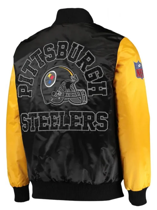 Locker Room Pittsburgh Steelers Throwback Satin Black and Yellow Jacket
