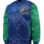 Locker Room Seattle Seahawks Throwback Navy and Neon Green Satin Jacket