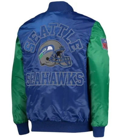 Locker Room Seattle Seahawks Throwback Navy and Neon Green Satin Jacket