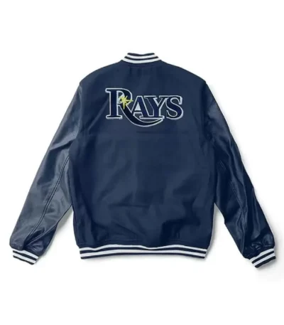 Tampa Bay Rays Navy Wool/Leather Letterman Jacket