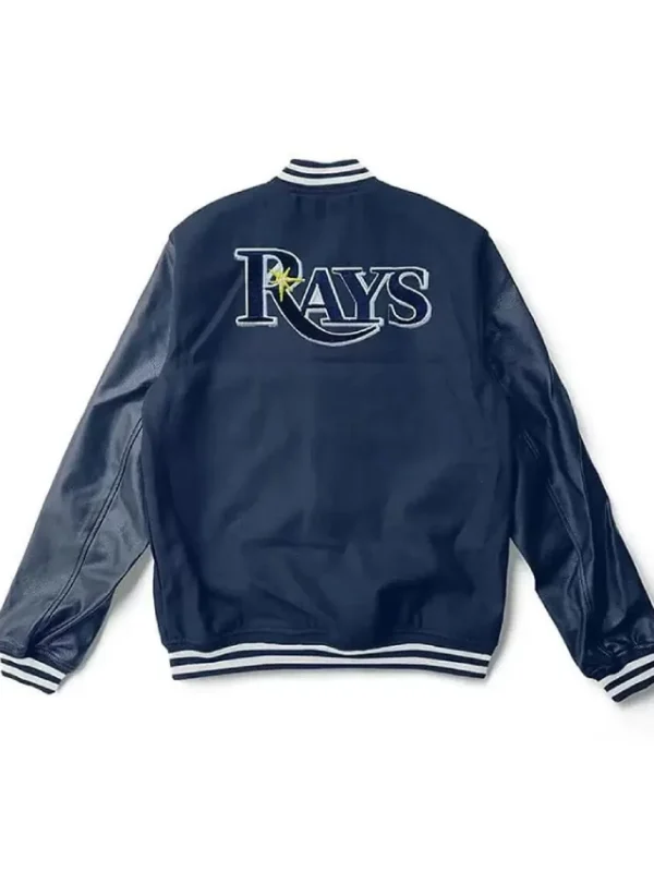 Tampa Bay Rays Navy Wool/Leather Letterman Jacket
