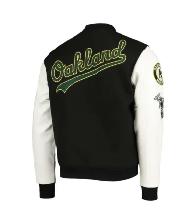 Oakland Athletics Black and White Letterman Jacket