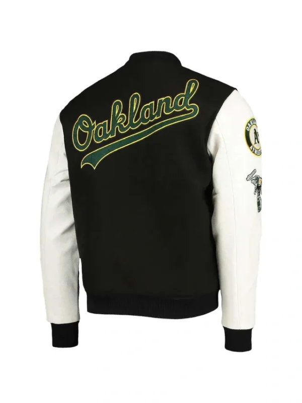 Oakland Athletics Black and White Letterman Jacket