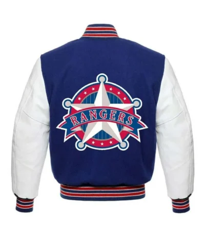 Texas Rangers Blue and White Varsity Jacket