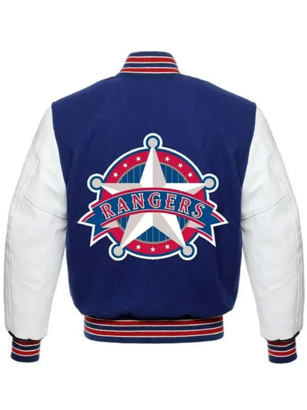 Texas Rangers Blue and White Varsity Jacket