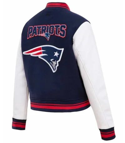 Mash Up New England Patriots Varsity Navy and White Jacket
