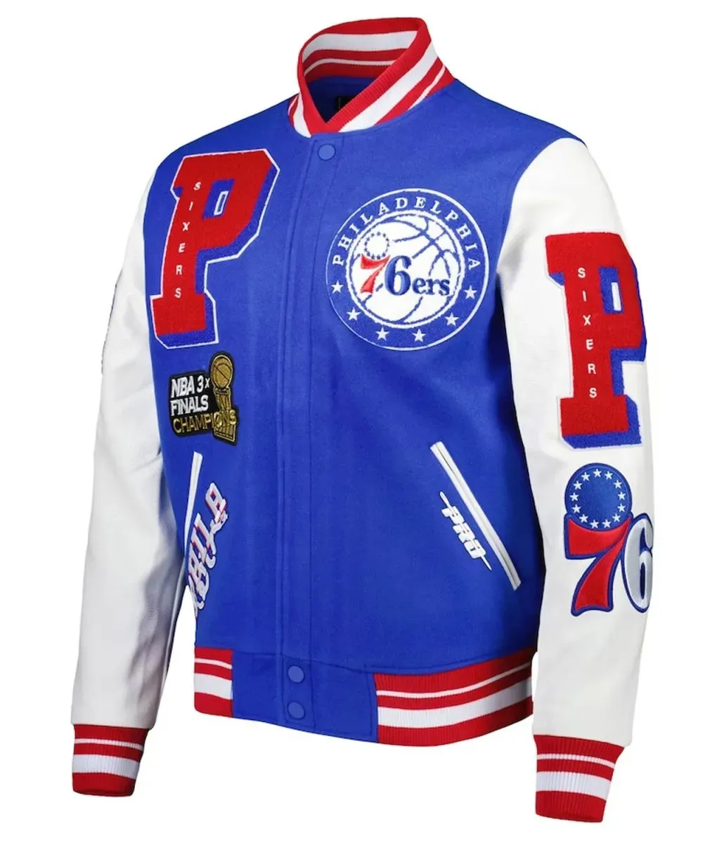 Mash Up Philadelphia 76ers Capsule Royal Varsity Jacket Mash Up Philadelphia 76ers Capsule Royal Varsity Jacket