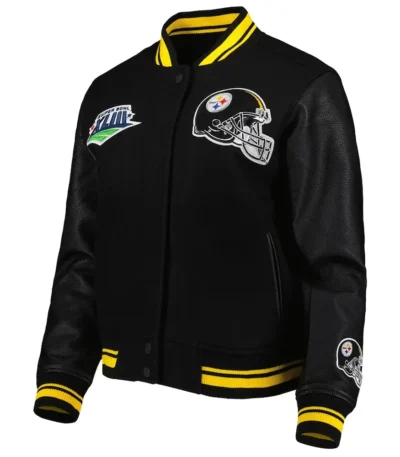 Mash Up Pittsburgh Steelers Black Varsity Jacket