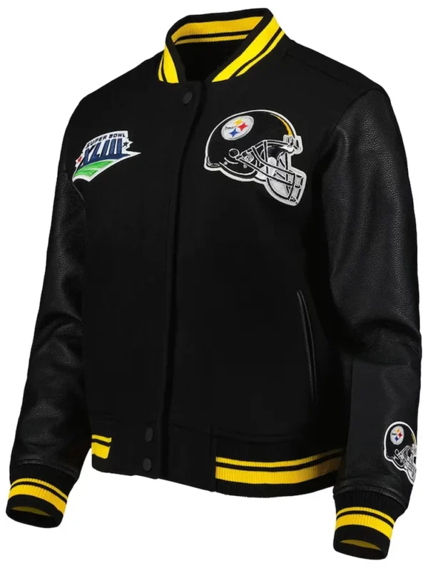 Mash Up Pittsburgh Steelers Black Varsity Jacket