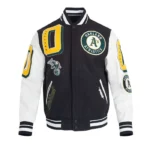 Mashup Oakland Athletics Black and White Varsity Jacket